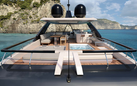 Rendering of flybridge space on Ferretti Yachts 860