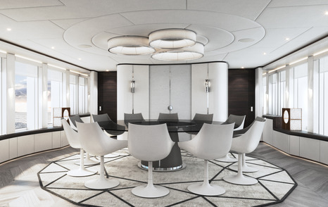 Rendering showing light and airy main salon of Project Jade