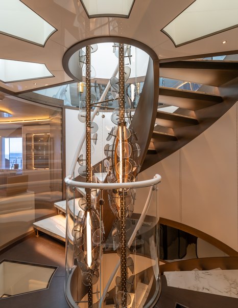 Bilgin 163 II Superyacht Camila interior spiral staircase 