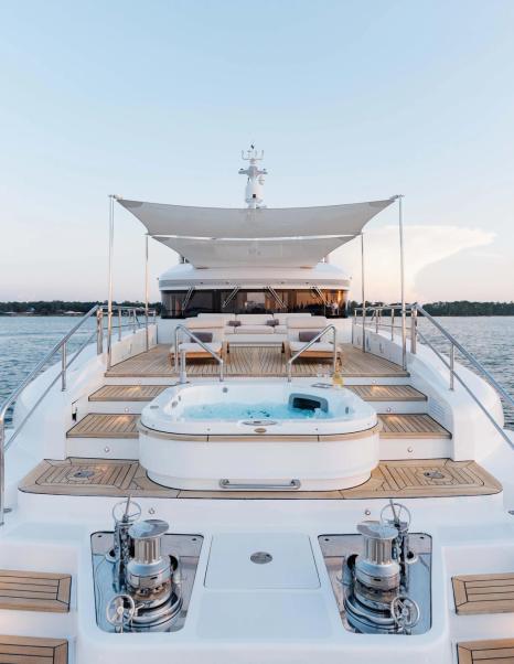 Superyacht Bella Vita foredeck with jacuzzi 