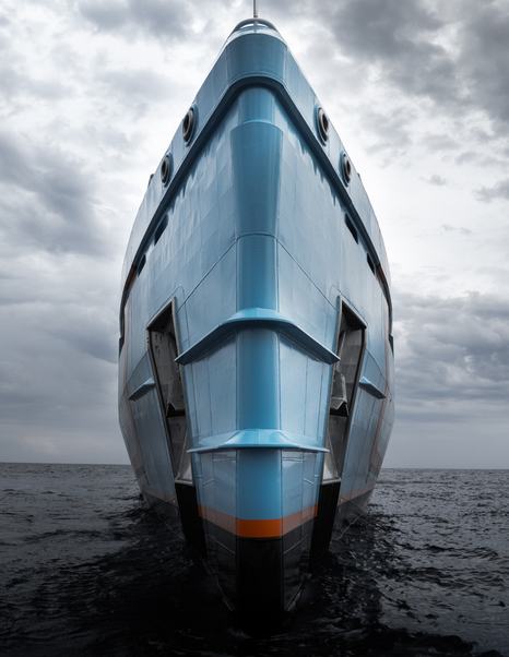 Close up of bow Support Vessel Five Oceans