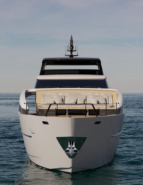 Rendering of Sanlorenzo SL80A Asymmetric motor yacht bow