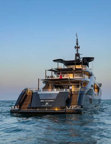 ISA Yachts superyacht Sea Raider X at anchor stern view 