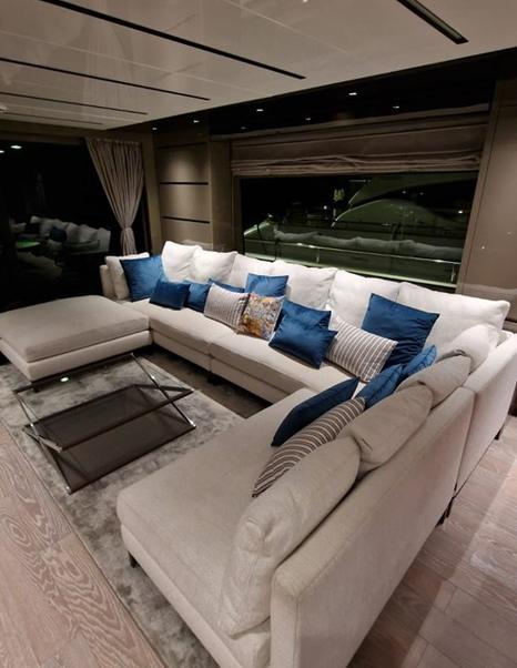 Motor yacht Alhambra I main saloon U-shaped sofa