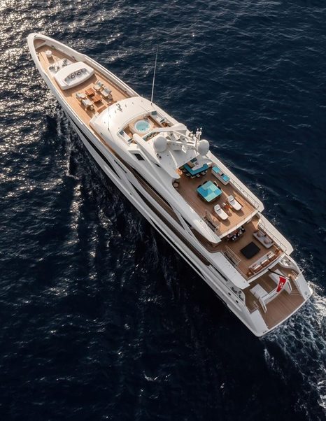 Aerial view of Superyacht Somnium under way 