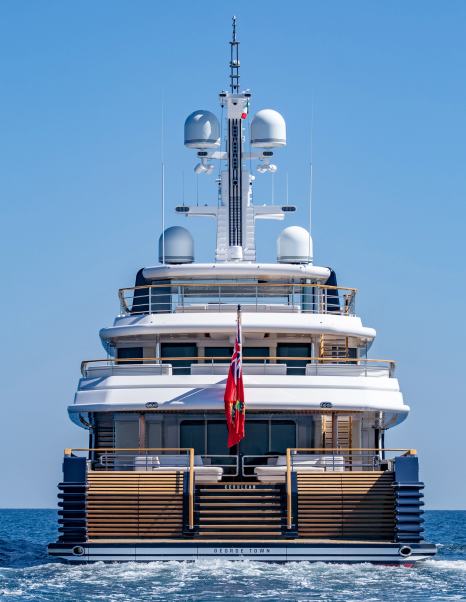 CRN superyacht Cerulean stern under way 