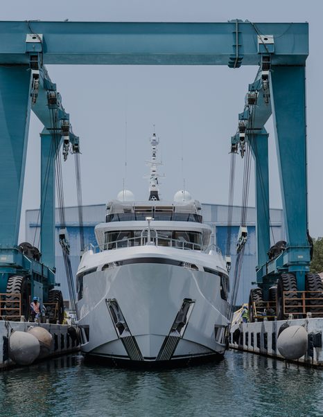 Majesty 120 Superyacht Yoto at launch on water 