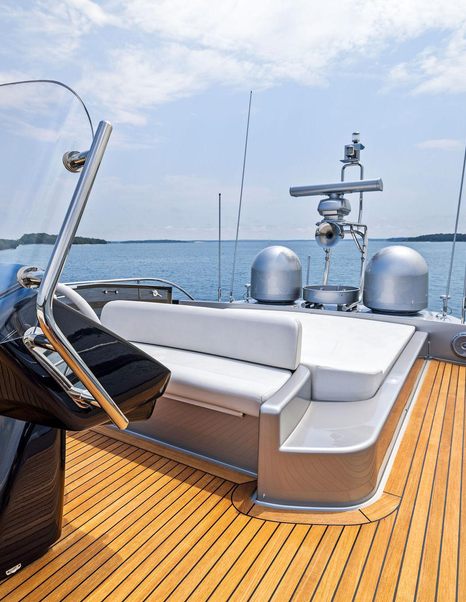 Riva motor yacht Indiscretion flybridge helm station 
