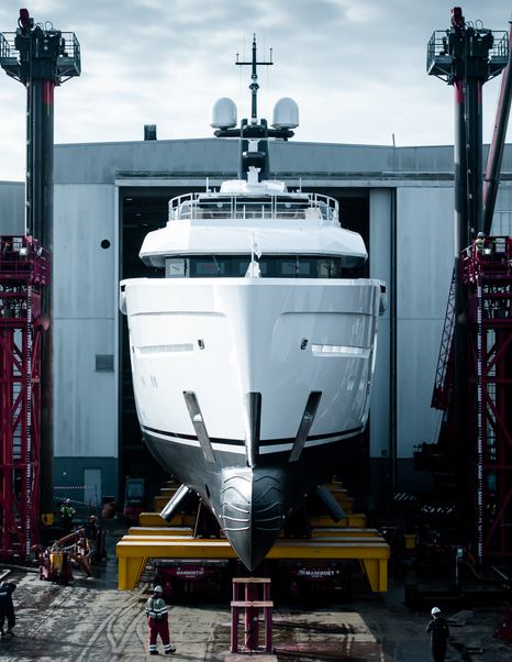 Bow shot of Amels 6007 before launch