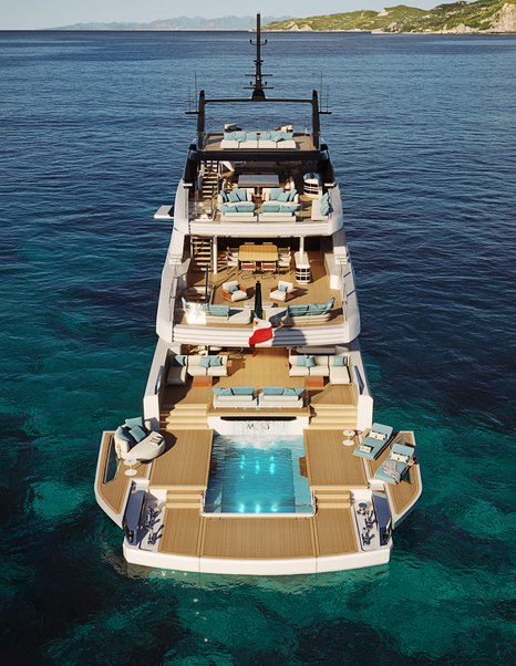 Rendering of Maiora M|53 superyacht aft decks