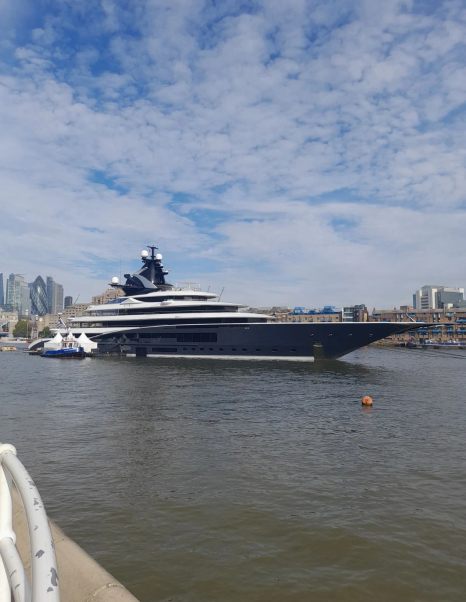 Lürssen Superyacht Kismet moored on the Thames