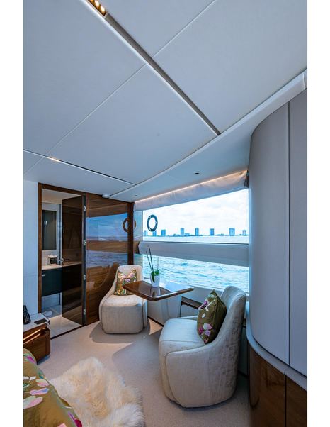 Motor Yacht Splash master cabin window seating