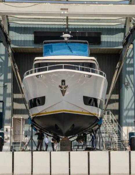 Bow shot of Nomad 70 Motor Yacht at launch