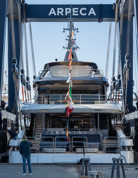 Superyacht Gemini aft decks at launch