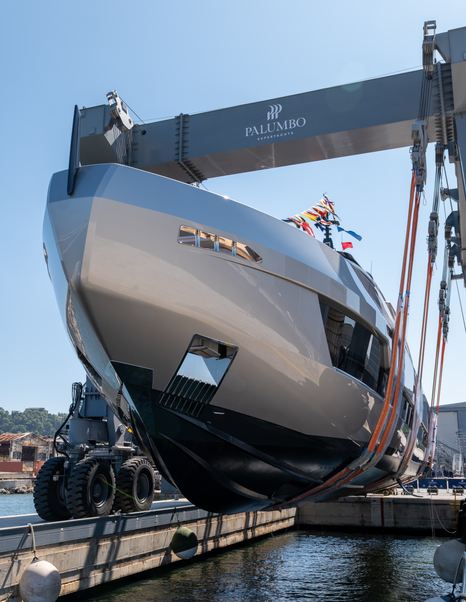 ISA Yachts motor yacht Fast Naan at launch bow view 