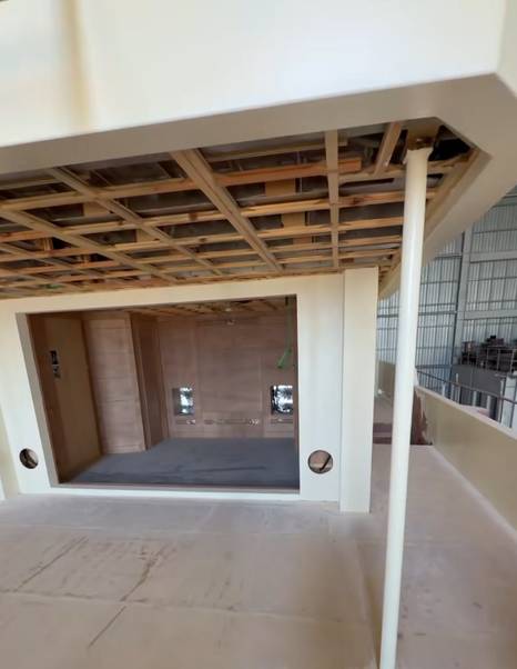 Superyacht Project Obsidian Blade aft deck under construction with dedicated gym room