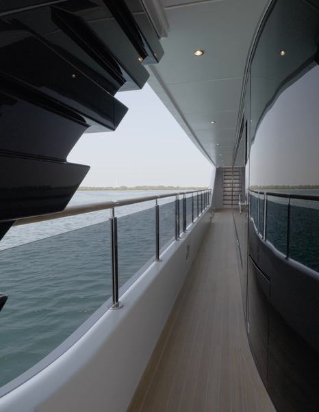 Lower side deck aboard the Gulf Craft Majesty 145  