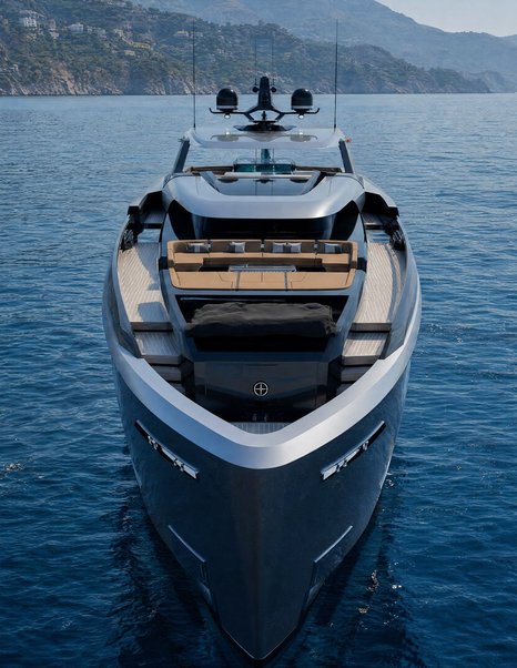 Rendering of Tecnomarine TM33 superyacht foredeck with integrated sunpads 