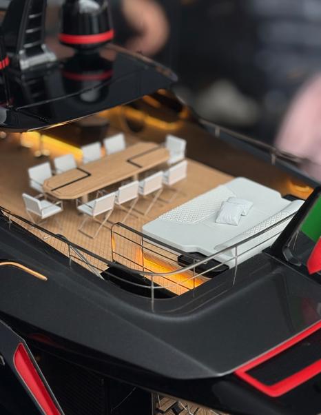 Model of BRABUS AB150 Motor Yacht upper aft deck