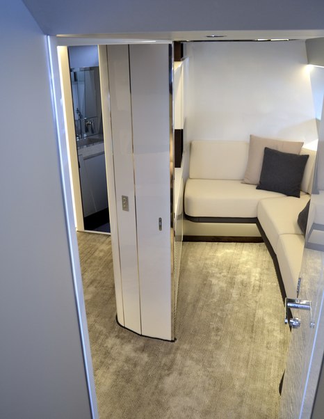 Interior of Arcadia Sherpa - view of light colored sofas