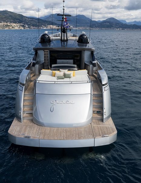 Pershing 108 superyacht Grace stern 