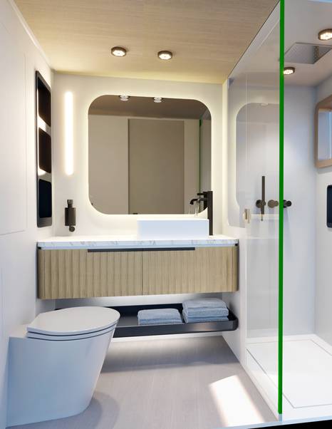 Rendering of Canados Heritage 67 Catamaran VIP ensuite 