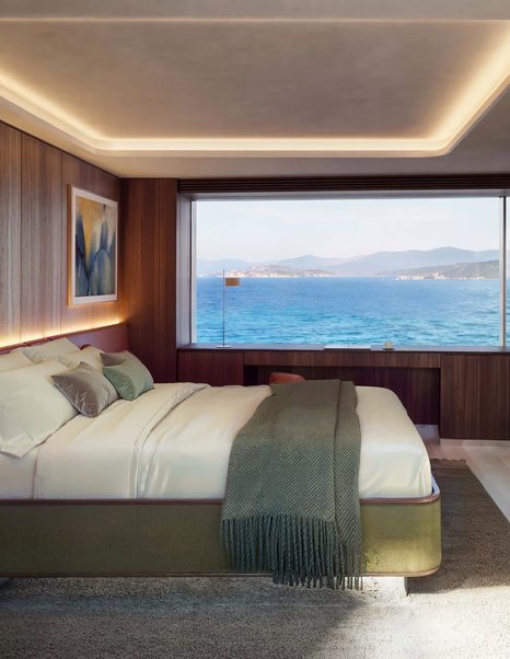 Rendering of Benetti Oasis 36M Superyacht master cabin