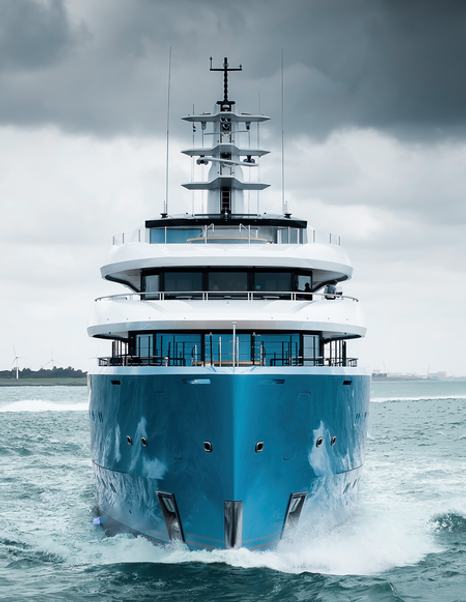 Amels superyacht Netto II underway bow view 