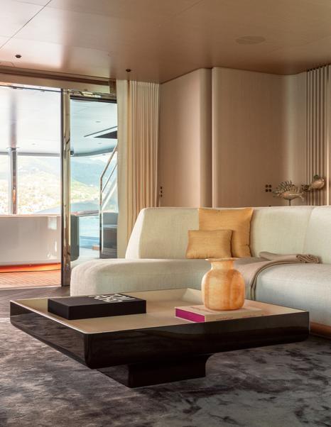 Close up of Explorer Yacht RJ main saloon seating area 
