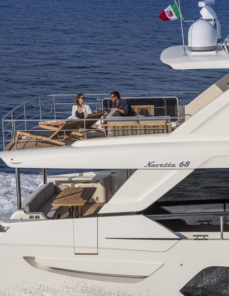 flybridge deck on a Navetta 68