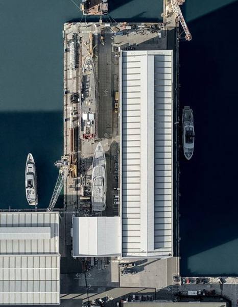 Aerial view of Sanlorenzo shipyard 