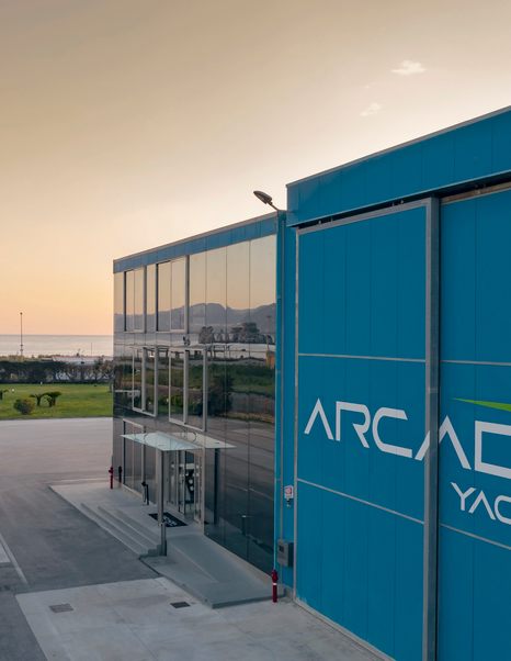 Arcadia shipyard at dusk 