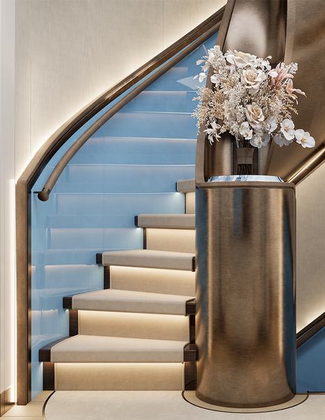 Moonen superyacht Lollipop central staircase 