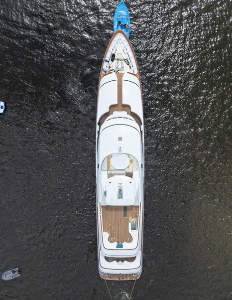 Aerial view of Feadship Superyacht Halcyon post refit 