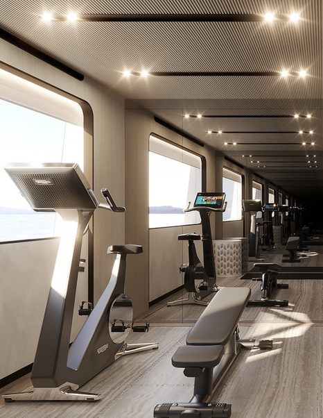 Rendering of Gulf Craft Majesty 145 Superyacht gym 