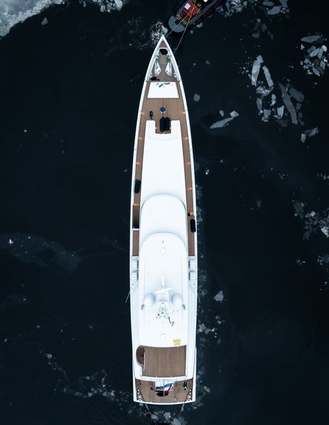 Aerial view of Feadship Superyacht Graycliffs under way 