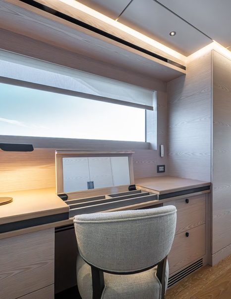 Explorer yacht Mitan master cabin vanity area 