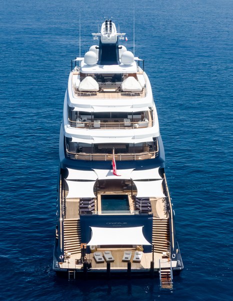  Feadship superyacht Drizzle at anchor stern view 
