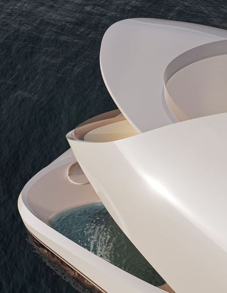 Oceanco superyacht Lily rendering close up of decks and pool 