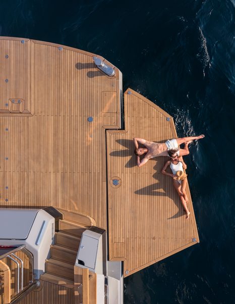 Sirena 118 fold-down beach club terraces viewed from above