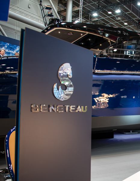 Beneteau stand at the Boot Düsseldorf 2026 boat show next to the Gran Turismo 50