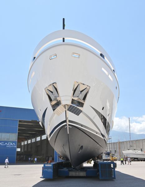 Arcadia A115 emerging from shed for launch