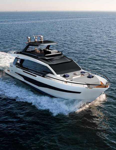 The foredeck of the AS8 has sunpads and a communal seating area.