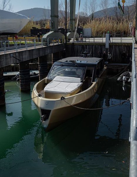 Forte 47 Gran Turismo dayboat at launch ceremony 