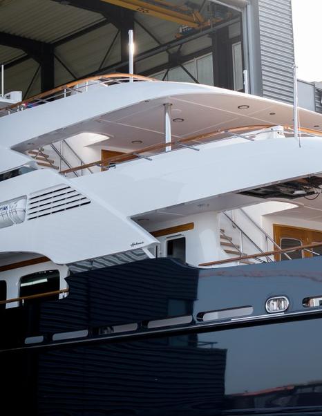 Close up of Royal Hakvoort Superyacht Awatea superstructure post-refit 
