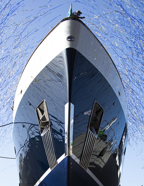 Bow of explorer yacht Blue II