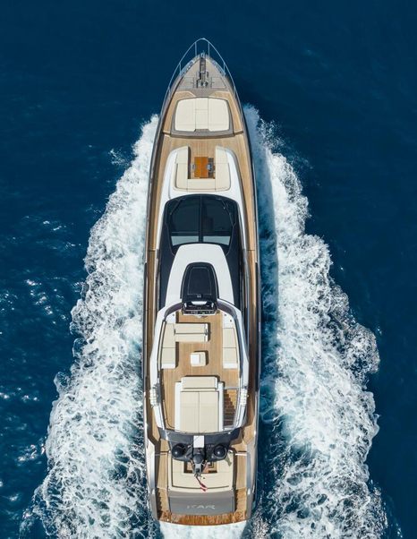 Riva motor yacht Kar underway aerial view 