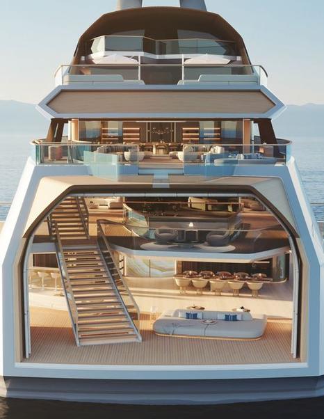 Feadship superyacht Hive at anchor stern view 