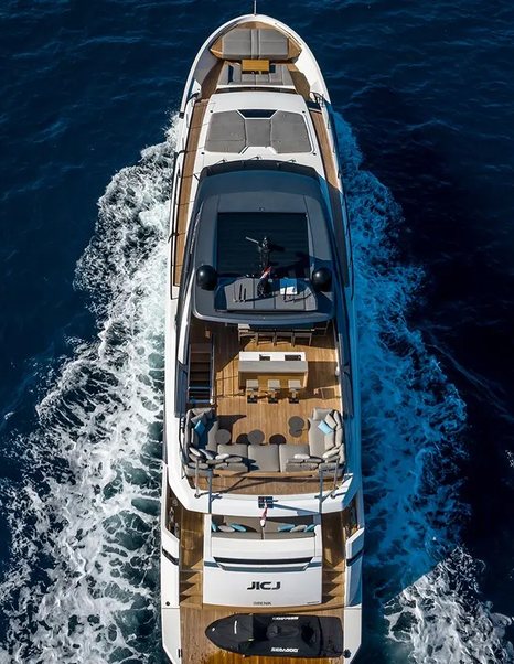 Aerial view of Motor Yacht JICJ under way 
