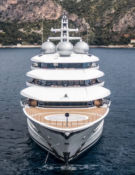 Close up of Superyacht Amadea bow